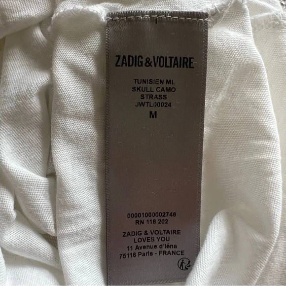 Zadig & Voltaire Metallic Skull Henley Studded Embellished Shirt 26027 - Picture 9 of 10